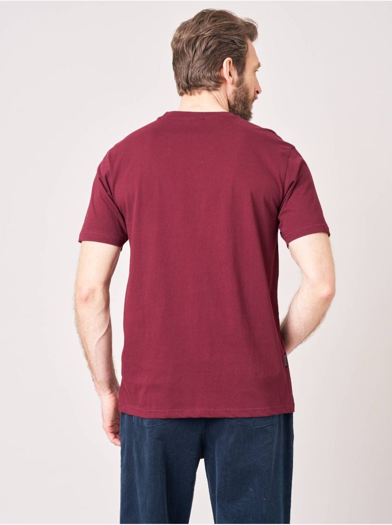 T-shirt confort homme en 100% coton imprimé chien lunettes 'deeluxe' Rouge - Kiabi