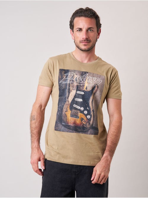 T-shirt confort homme en 100% coton imprimé guitare 'deeluxe' - Kiabi