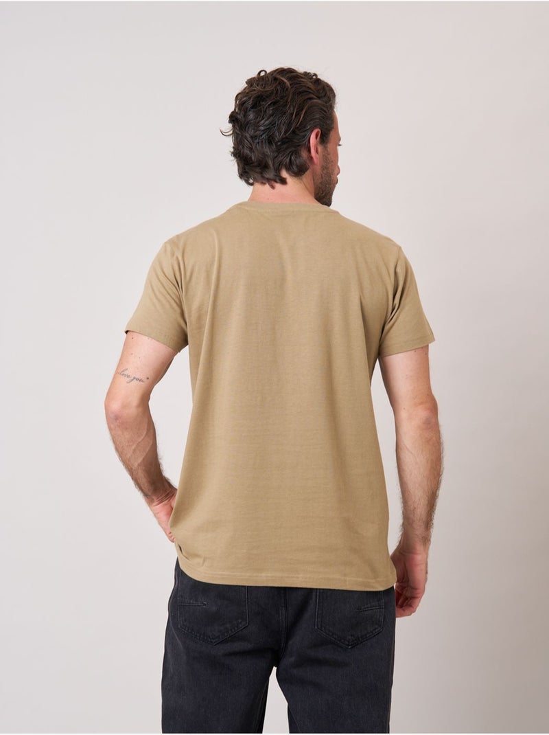 T-shirt confort homme en 100% coton imprimé guitare 'deeluxe' Beige foncé - Kiabi