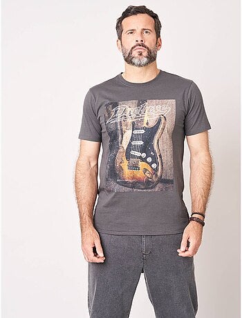 T-shirt confort homme en 100% coton imprimé guitare 'Deeluxe'