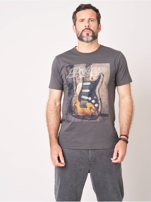 T-shirt confort homme en 100% coton imprimé guitare 'Deeluxe' - Kiabi