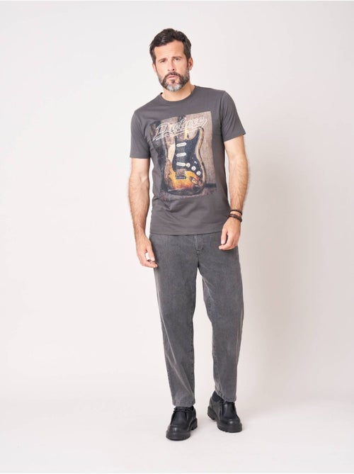 T-shirt confort homme en 100% coton imprimé guitare 'Deeluxe' - Kiabi