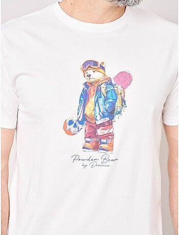 T-shirt confort homme en 100% coton imprimé ourson snowboard 'deeluxe'
