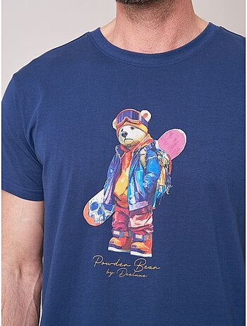 T-shirt confort homme en 100% coton imprimé ourson snowboard 'deeluxe'