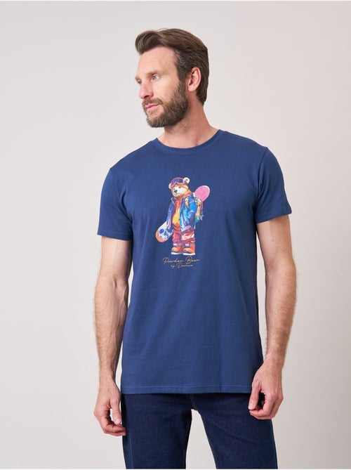 T-shirt confort homme en 100% coton imprimé ourson snowboard 'Deeluxe' - Kiabi