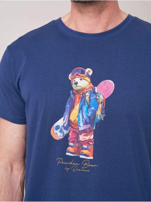 T-shirt confort homme en 100% coton imprimé ourson snowboard 'Deeluxe' - Kiabi