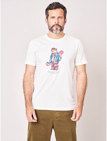 T-shirt confort homme en 100% coton imprimé ourson snowboard 'deeluxe'