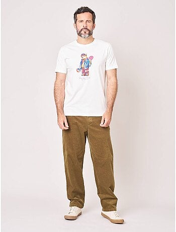 T-shirt confort homme en 100% coton imprimé ourson snowboard 'deeluxe'