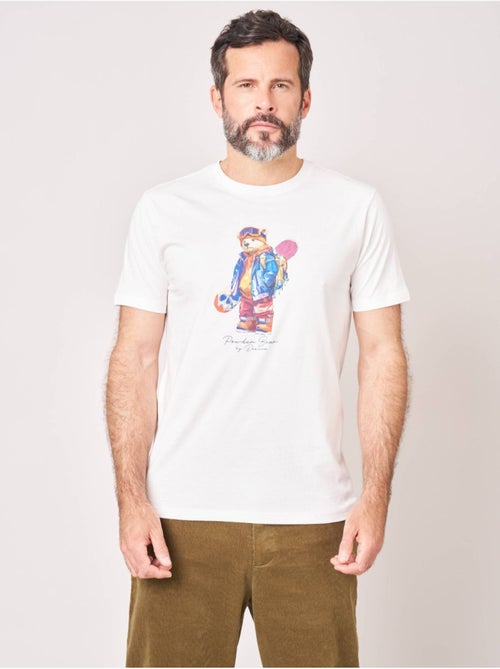 T-shirt confort homme en 100% coton imprimé ourson snowboard 'Deeluxe' - Kiabi