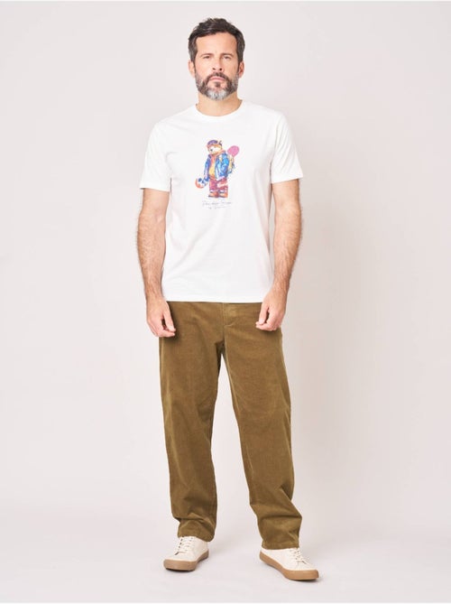 T-shirt confort homme en 100% coton imprimé ourson snowboard 'Deeluxe' - Kiabi