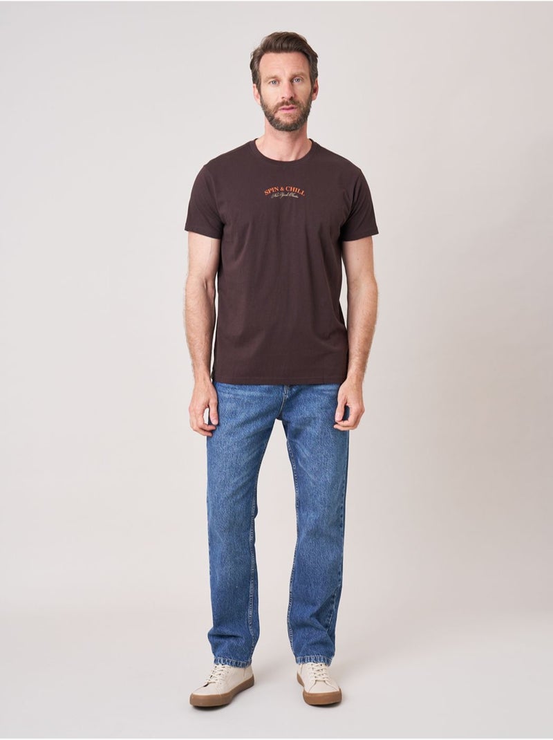 T-shirt confort homme en 100% coton imprimé platine vinyle 'deeluxe' Marron foncé - Kiabi