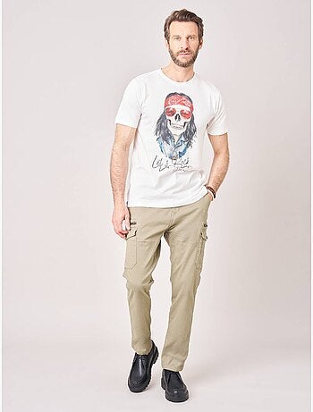 T-shirt confort homme en 100% coton jersey imprimé crâne rock 'Deeluxe'