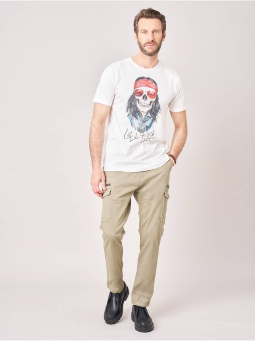 T-shirt confort homme en 100% coton jersey imprimé crâne rock 'Deeluxe' - Kiabi