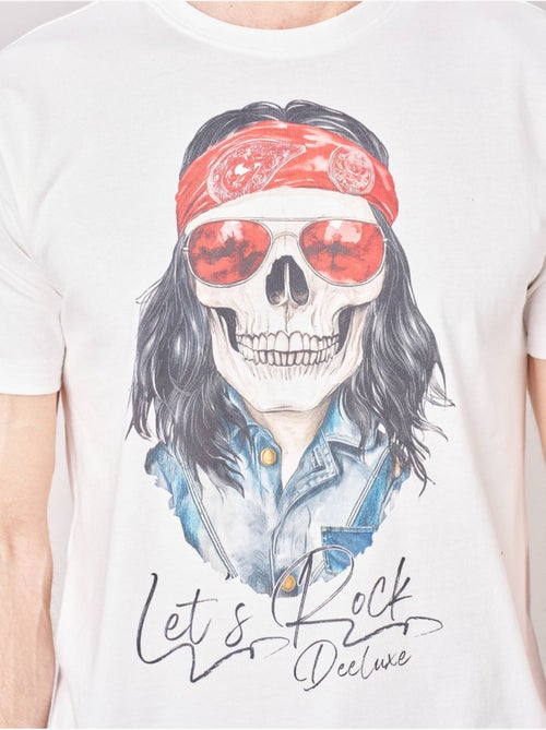 T-shirt confort homme en 100% coton jersey imprimé crâne rock 'Deeluxe' - Kiabi
