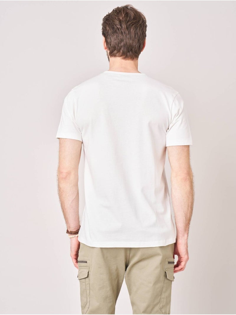 T-shirt confort homme en 100% coton jersey imprimé crâne rock 'Deeluxe' Ecru - Kiabi