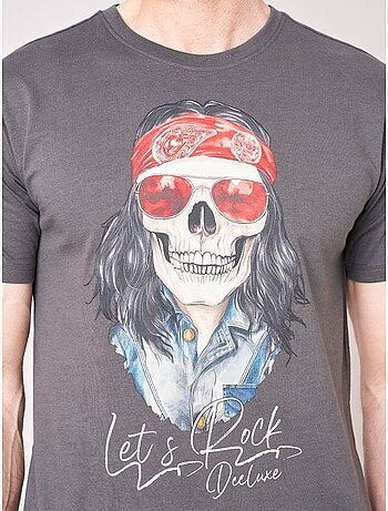 T-shirt confort homme en 100% coton jersey imprimé crâne rock 'Deeluxe'