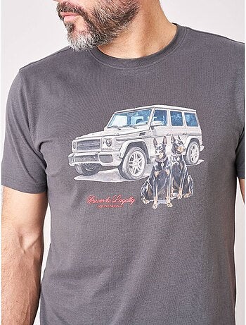 T-shirt confort homme en coton imprimé voiture & chiens 'deeluxe'