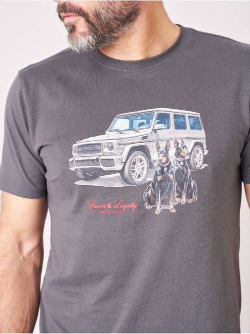 T-shirt confort homme en coton imprimé voiture & chiens 'Deeluxe' - Kiabi