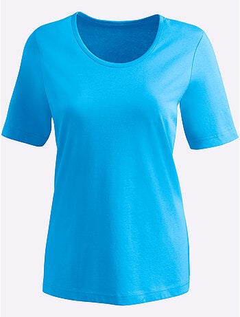 T-shirt à encolure ronde et manches courtes uni - taille standard - moda vilona