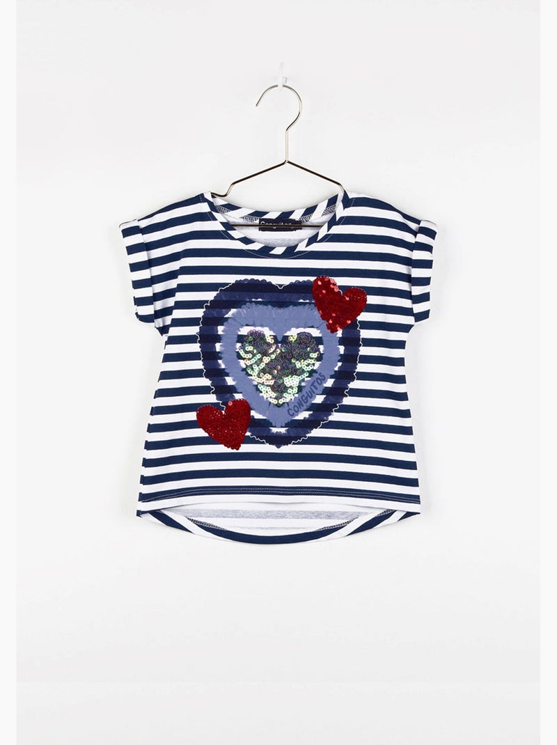 T-shirt conguitos corazones Bleu marine - Kiabi
