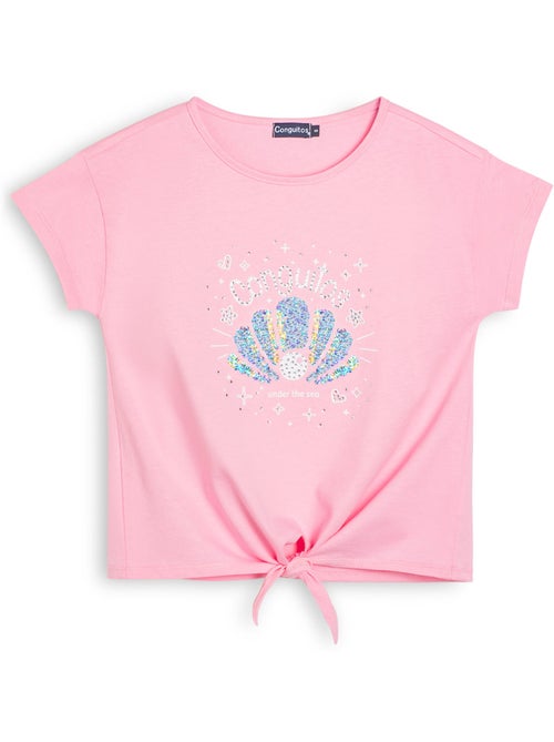 T-shirt conguitos diseño frontal purpurina - Kiabi