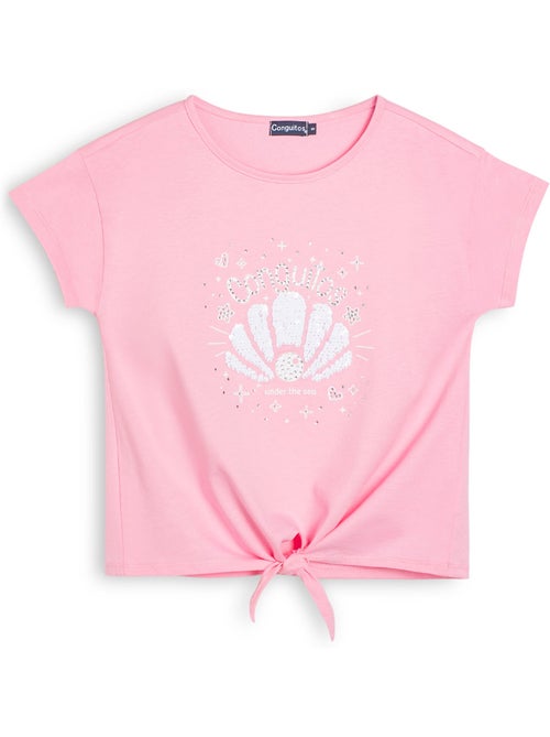 T-shirt conguitos diseño frontal purpurina - Kiabi