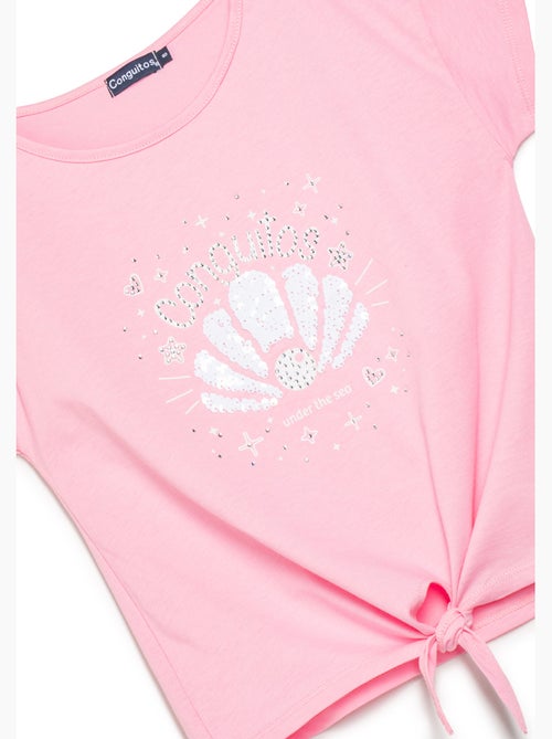 T-shirt conguitos diseño frontal purpurina - Kiabi