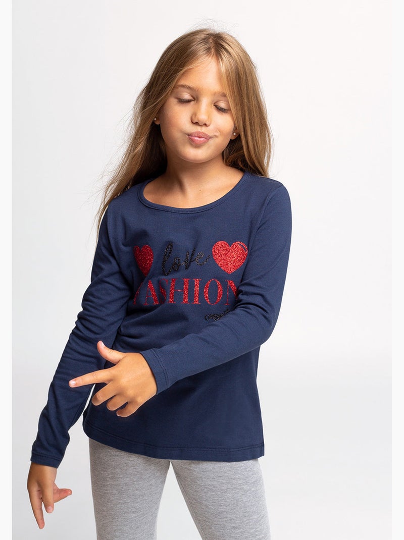 T-shirt conguitos larga Bleu marine - Kiabi
