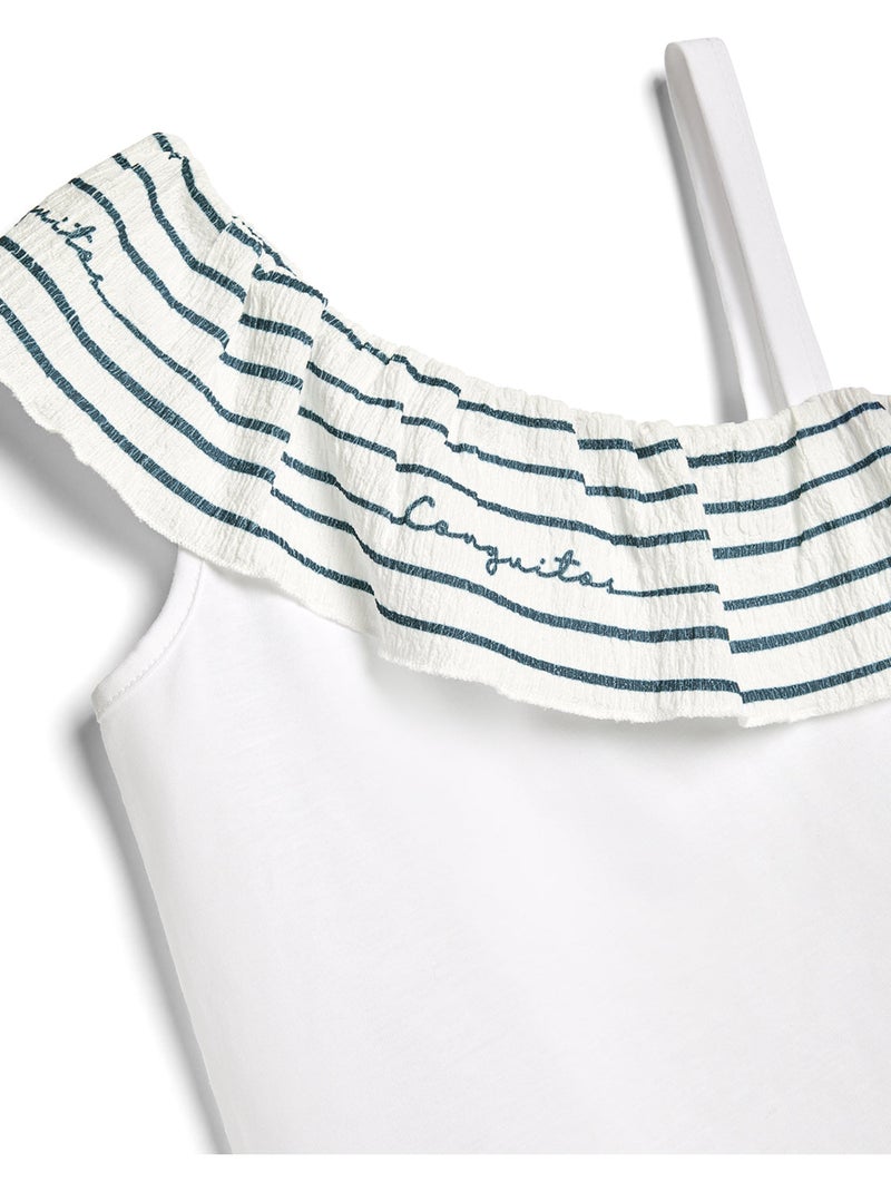 T-shirt conguitos volante Blanc - Kiabi