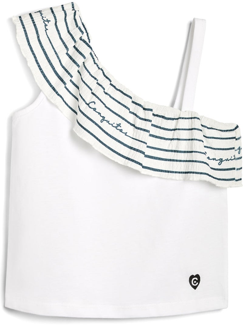 T-shirt conguitos volante Blanc - Kiabi