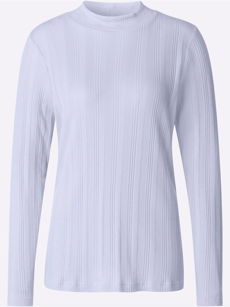 T-shirt côtelé 95% coton - taille standard - witt Bleu clair - Kiabi