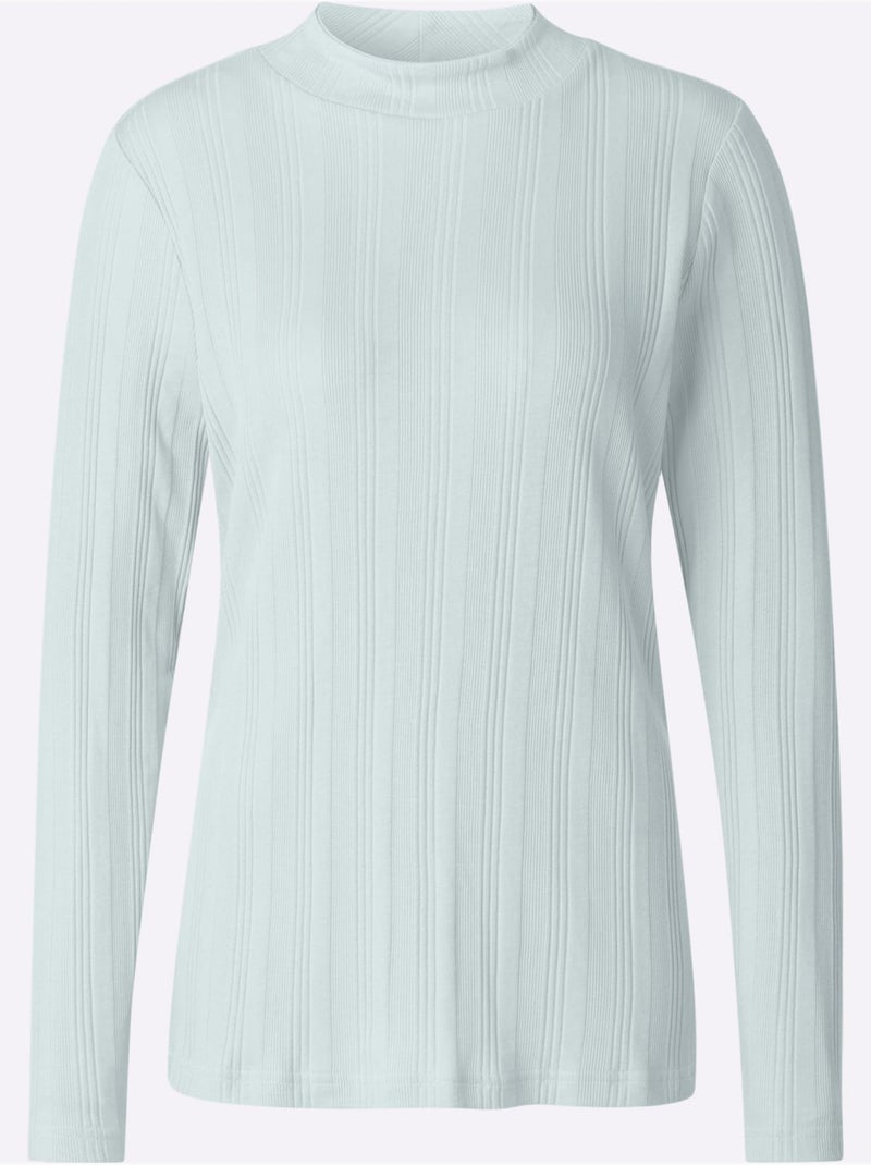 T-shirt côtelé 95% coton - taille standard - witt Menthe - Kiabi