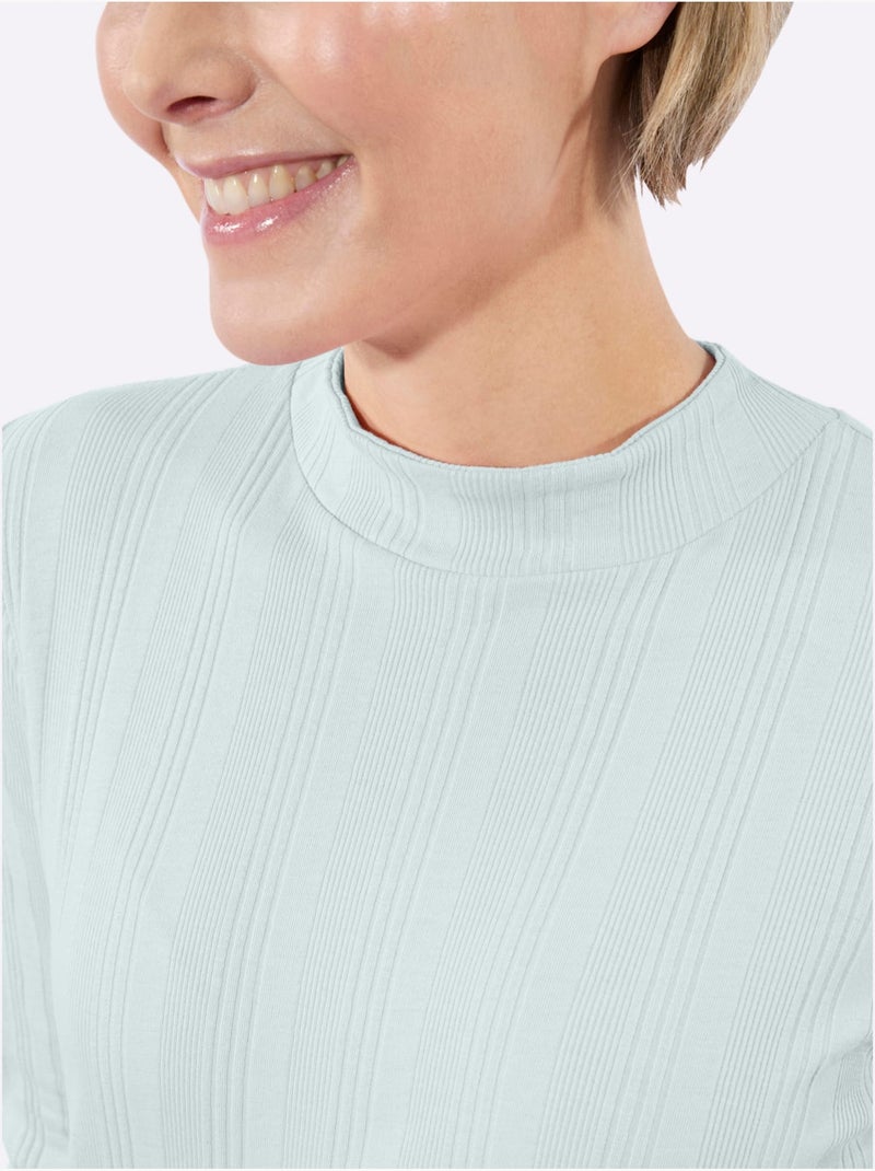 T-shirt côtelé 95% coton - taille standard - witt Menthe - Kiabi