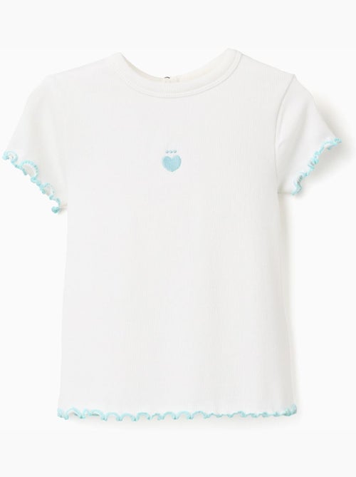 T-shirt côtelé à extrémités ondulées - Kiabi