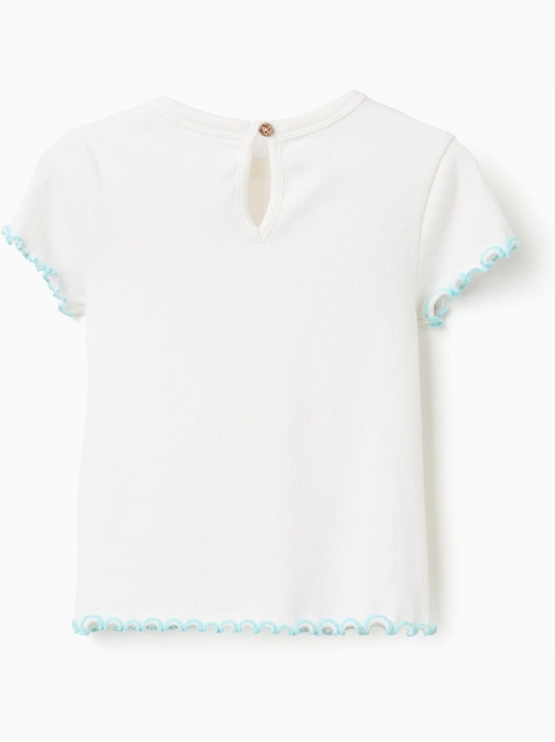 T-shirt côtelé à extrémités ondulées Beige clair - Kiabi