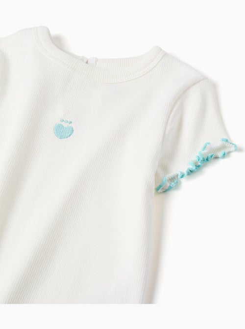 T-shirt côtelé à extrémités ondulées - Kiabi