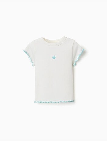 T-shirt côtelé à extrémités ondulées