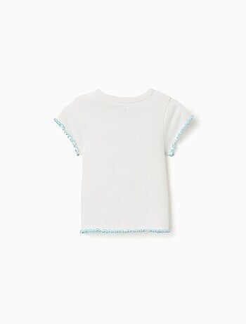 T-shirt côtelé à extrémités ondulées