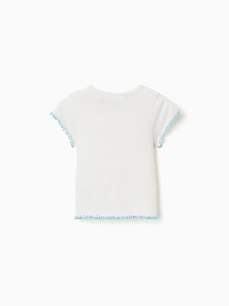 T-shirt côtelé à extrémités ondulées Beige clair - Kiabi