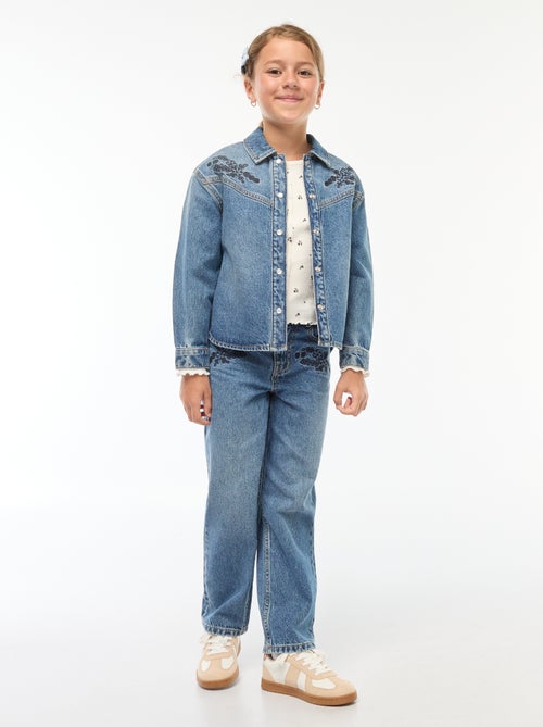 T-shirt côtelé à fleurs - Kiabi