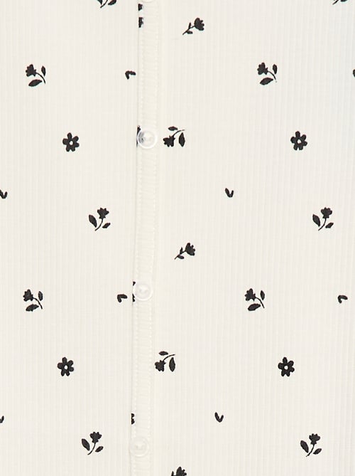 T-shirt côtelé à fleurs - Kiabi