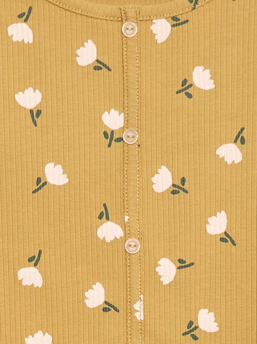 T-shirt côtelé à fleurs - Kiabi