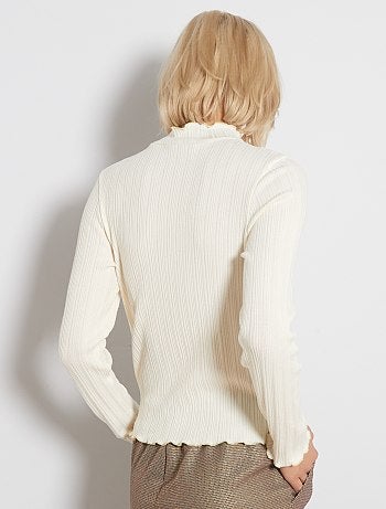 T-shirt côtelé à liseré doré - Kiabi