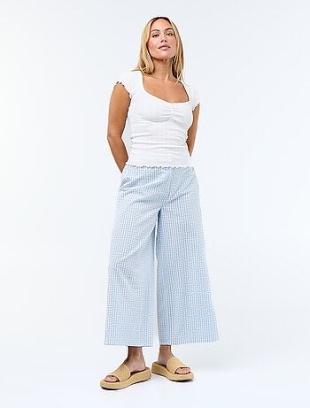 T-shirt côtelé à manches courtes avec manches volantées