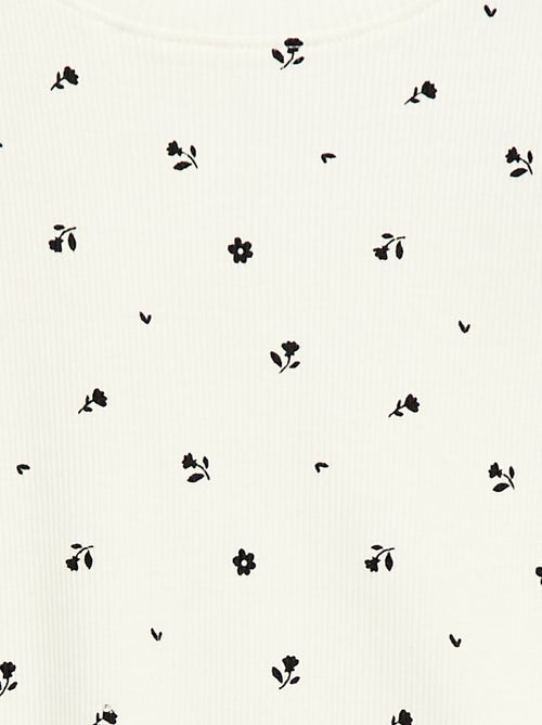 T-shirt côtelé à manches courtes volantées - Kiabi