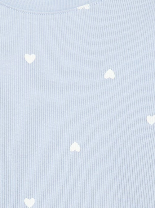 T-shirt côtelé à manches courtes volantées - Kiabi