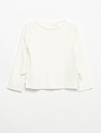 T-shirt côtelé à manches longues avec nœud
