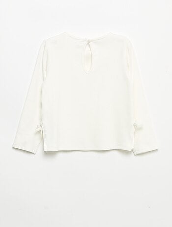 T-shirt côtelé à manches longues avec nœud