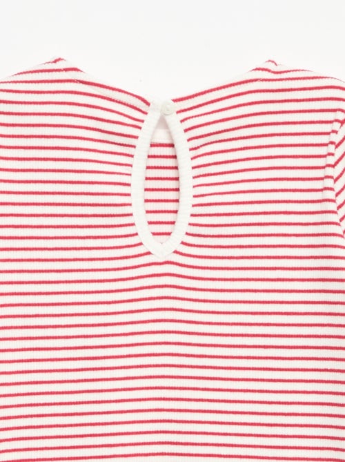 T-shirt côtelé à manches longues avec nœud - Kiabi