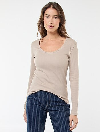 T-shirt côtelé à manches longues